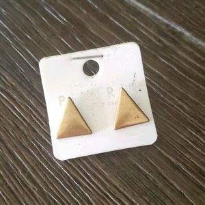 Distressed Gold toned Triangle Earrings